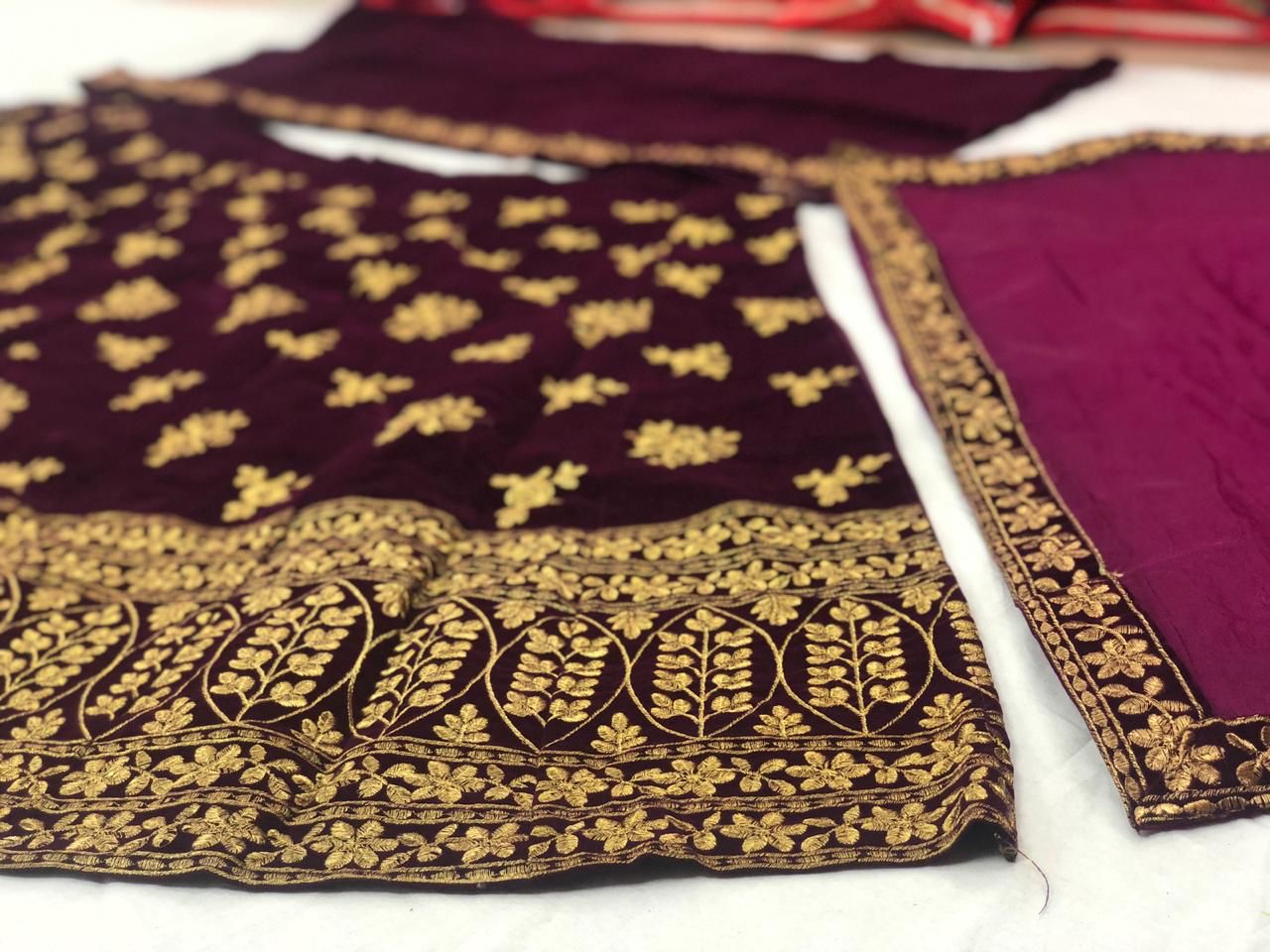 Lg 182 Designer Bridal Velvet Full Heavy Embroidery Lehenga Choli With Dupatta Catalog